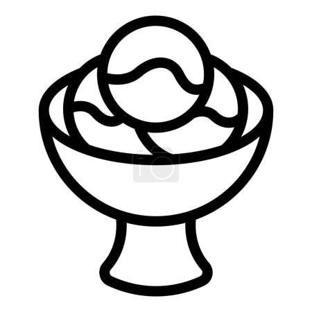 Ice cream balls cup icon outline vector. Banana split dessert. Chilled American traditional delight