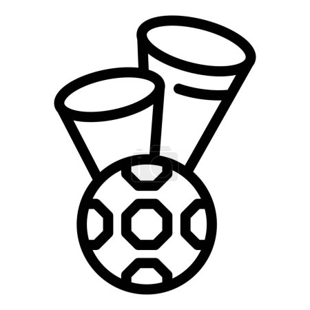 Ilustración de Campeonato de fútbol vuvuzela icono contorno vector. Tubería ruidosa de apoyo. Soplando trompeta de alegría - Imagen libre de derechos