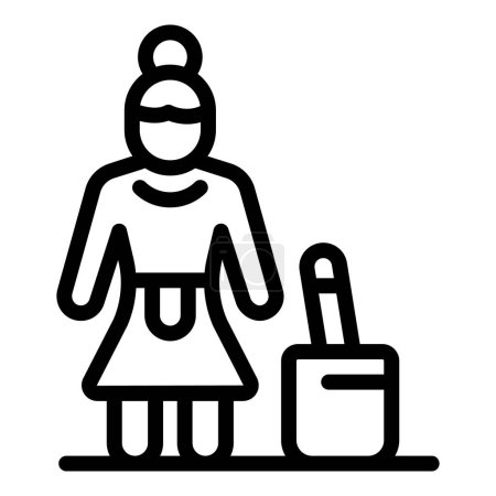Stereotyp Hausfrau Symbol Umrissvektor. Geschlechtervorurteile. Menschenrechtsverletzungen