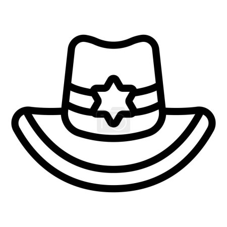 Rancher chapeau icône contour vecteur. Accessoire de tête du shérif. Casque de paille ouest américain