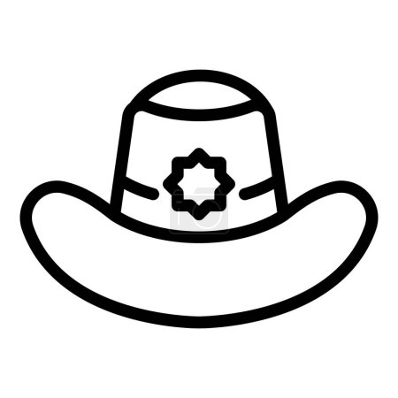 Cowboy-Sheriffhut-Ikone umreißt Vektor. Westliche traditionelle Kopfbedeckungen. Amerikanische Breitkrempe