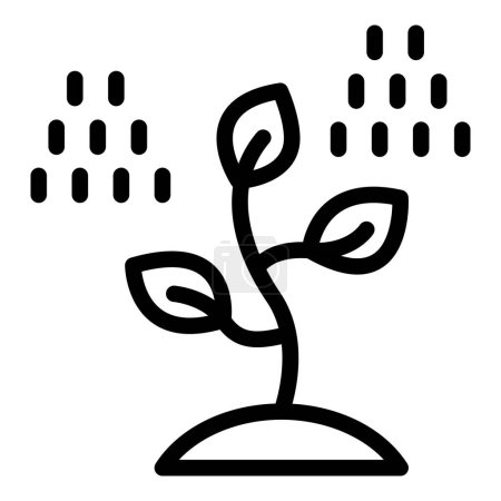 Illustration for Plant growth pesticide care icon outline vector. Spraying farm crops. Plantation fertilize liquid - Royalty Free Image