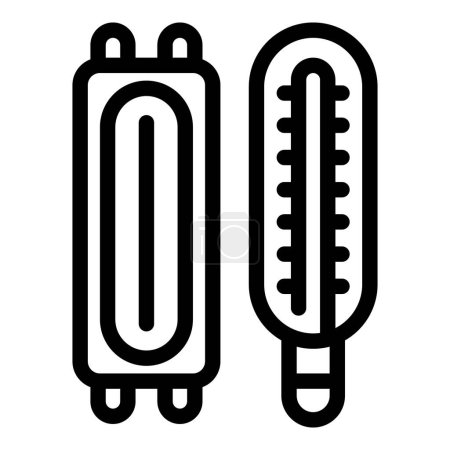 Thermometer Abfall Symbol Umrissvektor. Sondermüll entsorgt. Quecksilberkomponenten-Müll
