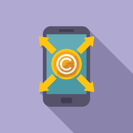 Copyright phone information icon flat vector. Modern protection. Electronic law
