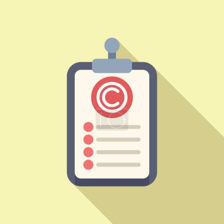 Clipboard copyright points icon flat vector. Online protection. Official business law