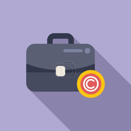 Copyright protection law bag icon flat vector. Business practice. Legal justice