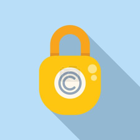 Smart copyright Vorhängeschloss Symbol flachen Vektor. Online-Markenschutz. Inhaltsdaten
