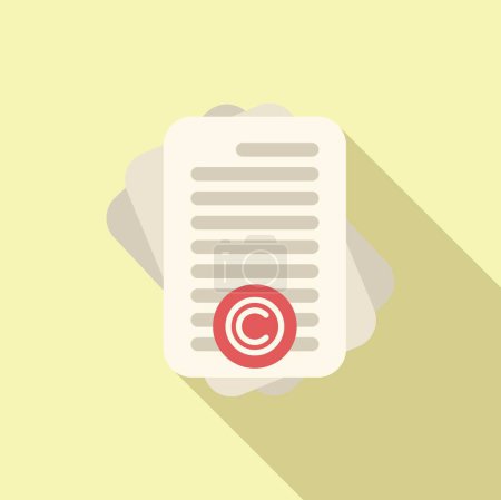 Copyright papers icon flat vector. Approved brand client. Justice information