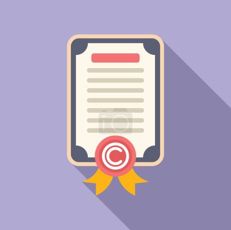 Copyright law certificate icon flat vector. Civil decision. Content data