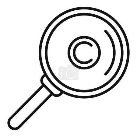 Suche Lupe Rechtsschutz-Symbol Umrissvektor. Urheberrechtsentscheidung. Intelligente Regel