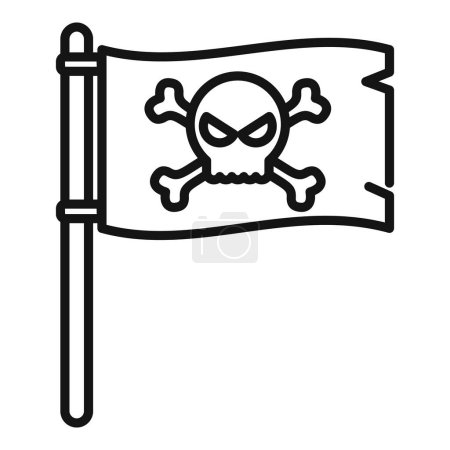 Piratenflagge Urheberrecht Symbol Umrissvektor. Online-Schutz. Gefährliche Inhalte