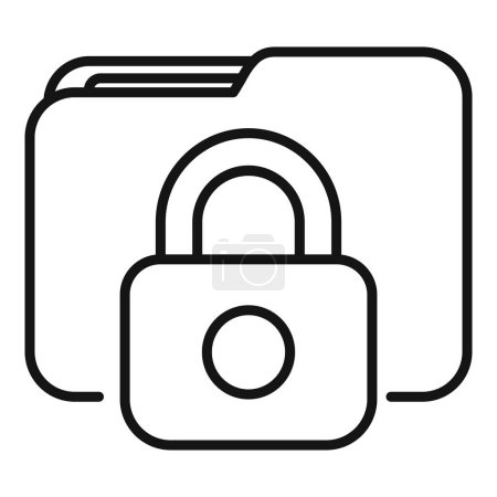 Locked data folder icon outline vector. Copyright protection. Approved decision