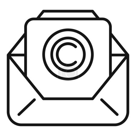 Urheberrecht Mail-Steuer-Symbol Umrissvektor. Kompositionslizenz. Geistiges Eigentum