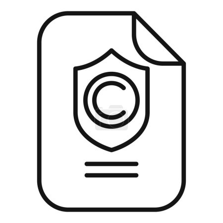 Copyright protection document icon outline vector. Online right. Composition smart rule