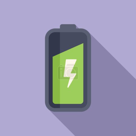 Charging battery level up icon flat vector. Power electric. Voltage load