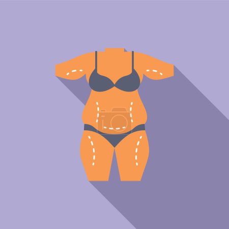 Liposuction female body icon flat vector. Loss fat. Clinic process obese