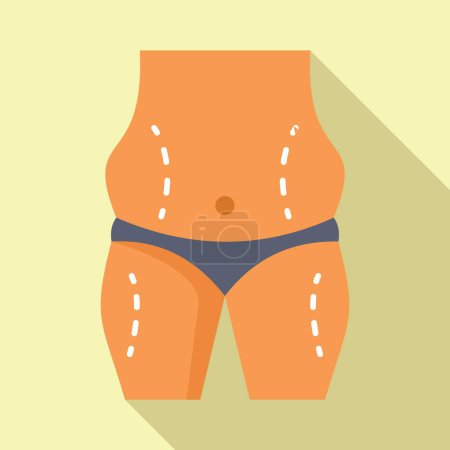 Illustration for Liposuction body surgery icon flat vector. Medicine cellulite. Health surgery - Royalty Free Image