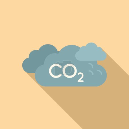 CO2 clouds icon flat vector. Smog reduction. Gas exhaust dioxide