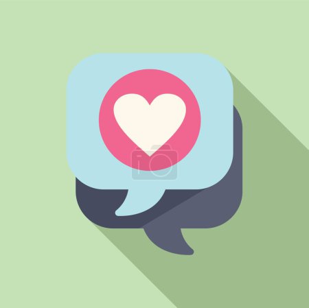Precioso icono de chat vector plano. Mensaje de amor. Discurso social en línea