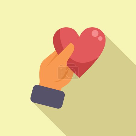 Hand give heart icon flat vector. Help love. Giving support care