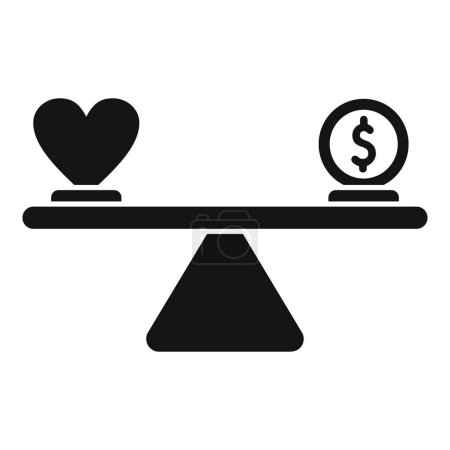 Balance von Liebe und Geld Ikone einfacher Vektor. Vergleichen Sie die Auswahl. Konzept Gerechtigkeit