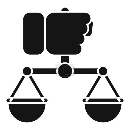 Illustration for Hand take business balance icon simple vector. Quality control. Scale finance - Royalty Free Image