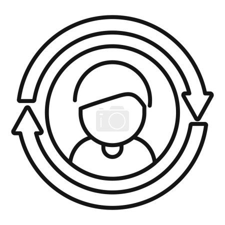 Change worker person icon outline vector. Profile job. Staff transfer