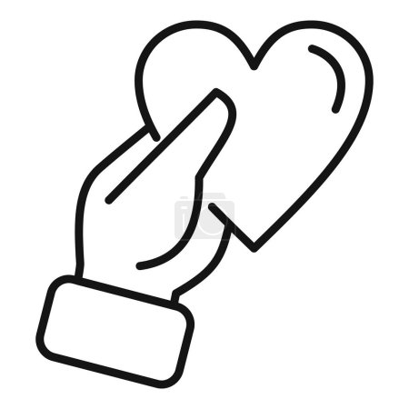 Hand give heart icon outline vector. Help love. Giving support care