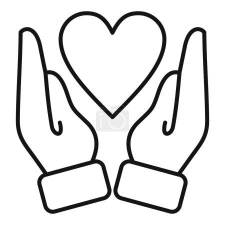 Ilustración de Caridad amor ayuda icono contorno vector. Donación en forma. Compartir la paz - Imagen libre de derechos
