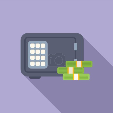 Money safe for collateral icon flat vector. Personal investment. Small economy
