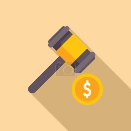 Gavel collateral decision icon flat vector. Finance support from bank. Service capital