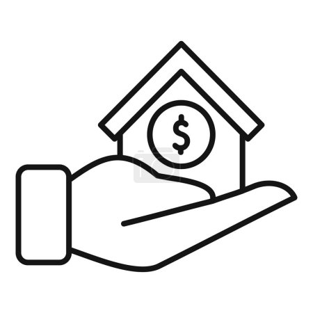 Casa apoyo financiero comprar vector contorno icono. Crédito de garantía. Capital de trabajo