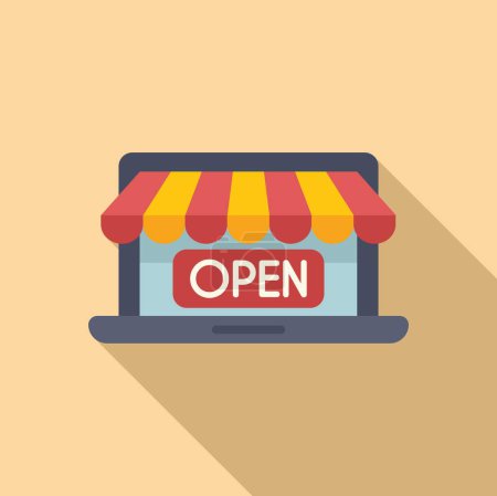 Öffnen Sie Online-Shop-Locator-Symbol flachen Vektor. Lokalisieren Sie Geo-Teil. Kommerzielles Internet