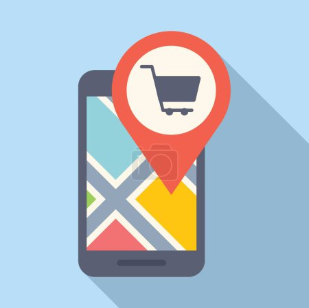 Place shop locator icon flat vector. Mobile app. Button find near