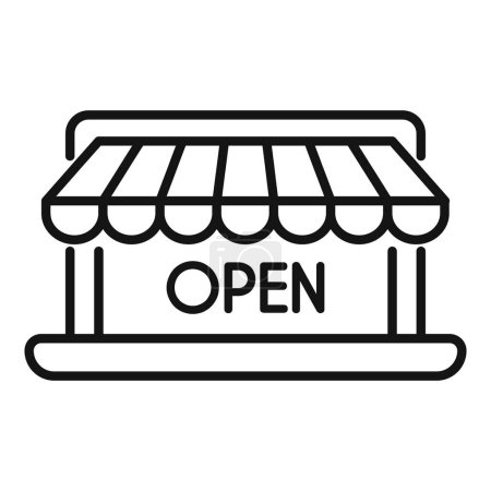 Ouvrir boutique en ligne localisateur icône contour vecteur. Localisez la partie géo. Internet commercial