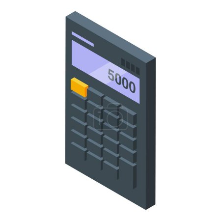 Illustration of a modern. Isometric. Digital calculator with 3d vector graphic. Suitable for finance. Mathematics. Education. And technology. With keypad and display