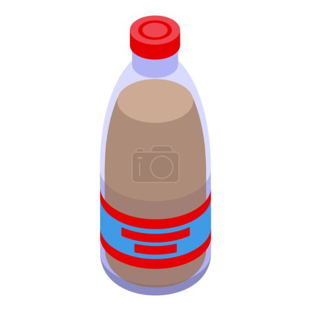 Lebendige isometrische Flaschenillustration mit rotem Verschluss und lebendigen Farben. Perfekt für kommerzielle Nutzung und digitales Zeichnen