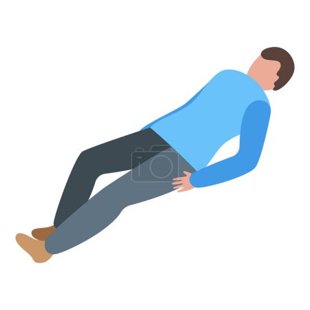 Flat vector illustration of a man lying on the ground, potentially resting or hurt