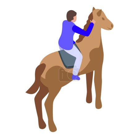 Flat design vector illustration of a person horseback riding, suitable for various creative projects