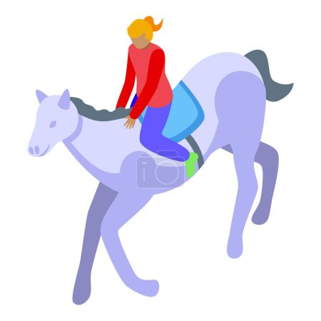 Graphique vectoriel d'une jeune femme appréciant l'équitation, mettant en valeur le sport équestre