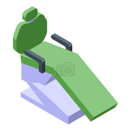 Isometrische Stuhlillustration in moderner Klinik-Umgebung mit professionellem 3D-Vektorgrafik-Design für kieferorthopädische Untersuchung und Behandlung. Mit einstellbarem. Zeitgenössische