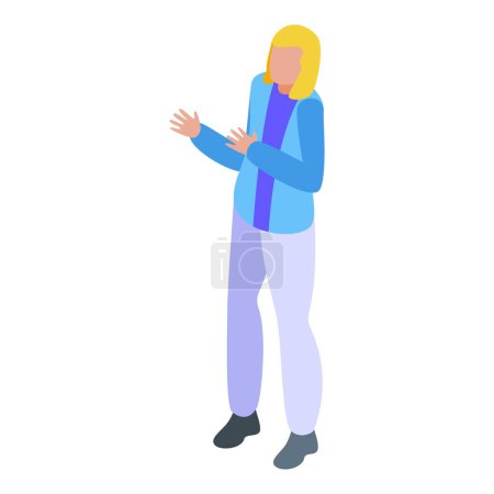 Isometric vector of a professional woman presenting, with a casual yet confident stance