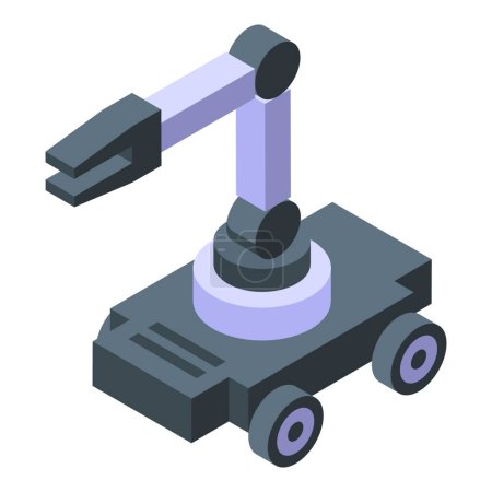 Digital illustration of a modern isometric robotic arm used in automation and manufacturing