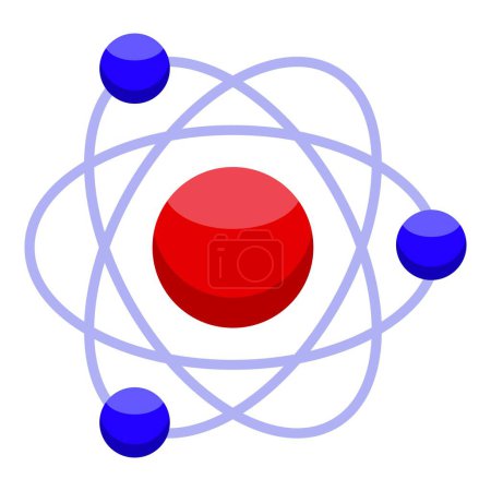 Colorful abstract vector illustration of atom model with electrons orbiting nucleus, representing scientific concept in chemistry, physics, biology, and technology
