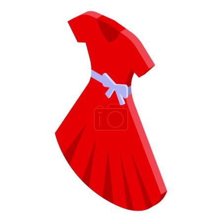 Stylish and modern vibrant red dress illustration on white background, perfect for summer wear and shopping