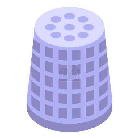 Illustration for 3d digital illustration of a purple thimble, presented in isometric view - Royalty Free Image