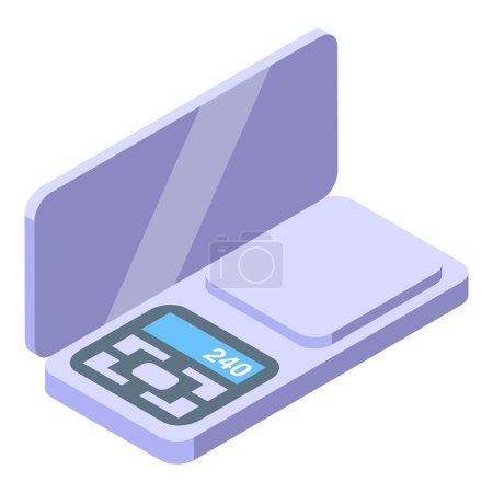Vector illustration of a modern, isometric digital kitchen scale displaying 240 grams