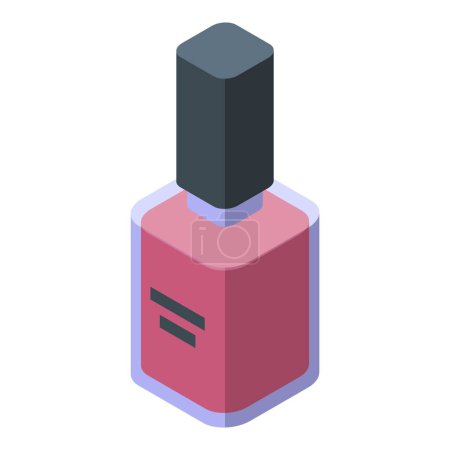 Illustration for 3d isometric illustration of a pink nail polish bottle on a white background - Royalty Free Image