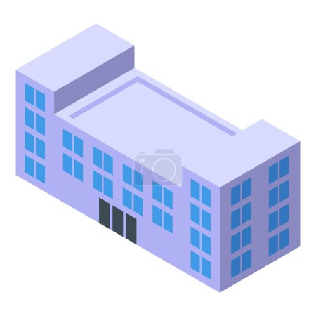 Téléchargez les illustrations : Illustration isométrique détaillée d'immeubles de bureaux en couleur bleue avec design d'architecture moderne et graphiques vectoriels, parfaite pour les concepts d'entreprise, commerciaux et immobiliers - en licence libre de droit