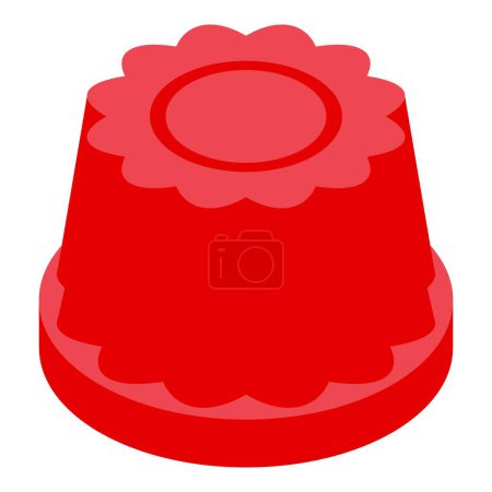 Ilustración vectorial de un postre de gelatina de color rojo brillante con bordes festoneados, aislado en blanco
